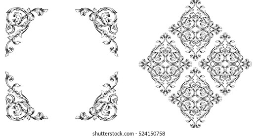 Vector set of vintage elements for design.