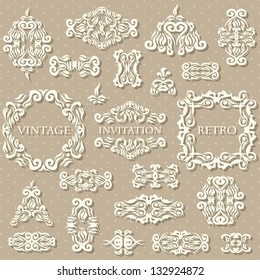 Vector set of vintage elements and frames