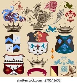 Vector set of vintage elements for your heraldic design