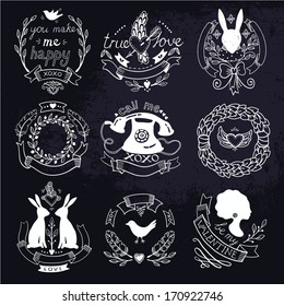 vector set of vintage emblems for Valentine day