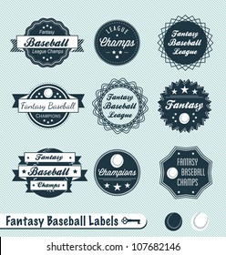 Vector Set: Vintage Fantasy Baseball Champs Labels