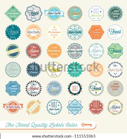 Vector Set: Vintage The Finest Quality Labels Multi-Color