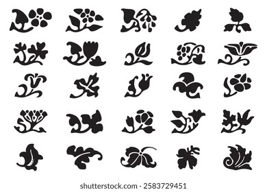 Vector set: vintage floral calligraphic design elements and page decoration for retro design with old ornaments.