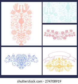 vector set of vintage floral cards