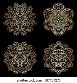 Vector set of vintage floral decorative seamless elements for design, print, embroidery.