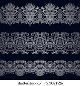 Vector set of vintage floral decorative elements for design, print, embroidery.