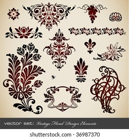 vector set: vintage floral design elements