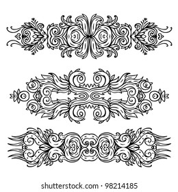 Vector set of vintage floral pattern design elements