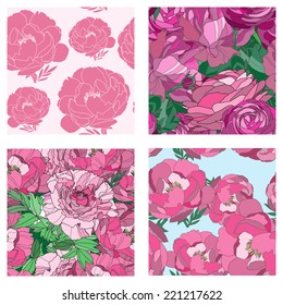Vector set with vintage floral patterns