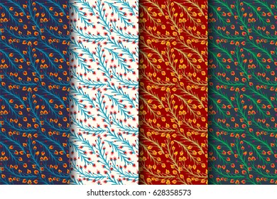 Vector set vintage floral patterns with small flowers. Vintage floral pattern