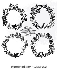 vector set of vintage floral wreathes