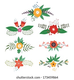 Vector set with vintage flowers 