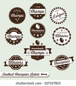 Vector Set: Vintage Football Champs Labels with Banners