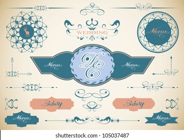 Vector set of vintage framed labels 0009