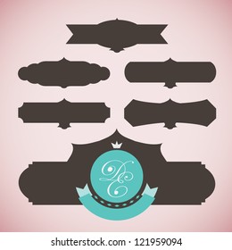 Vector set of vintage framed labels 0038