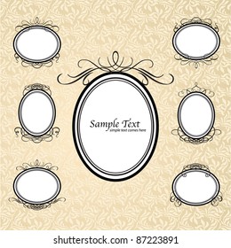 Conjunto vectorial de etiquetas ornamentales con marcos vintage para el diseño. Plantilla de diseño