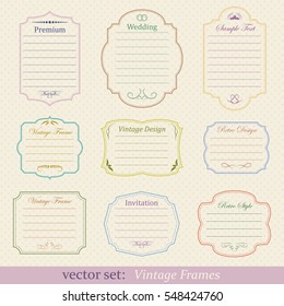 Vector set of vintage frames