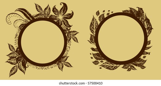 Vector set of vintage frames with Autumn Leaves. Thanksgiving