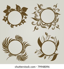 Vector set of vintage frames with Autumn Leafs. Thanksgiving