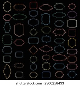 Vector set of Vintage frames, blank retro badges and labels. Illustration eps10