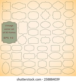 Vector set of  Vintage frames, blank retro badges and labels