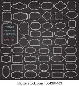 Vector set of  Vintage frames, blank retro badges and labels. Illustration eps10