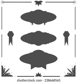 Vector. Set of vintage frames for emblems, tags, labels, insignia, sticker. Blank for menu design, invitations or business cards.