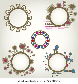 Vector set of vintage frames with flowers. Thanksgiving