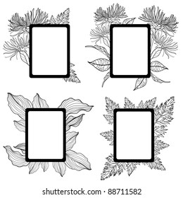 Vector set of vintage frames with flowers  (from my big "Frame collection")