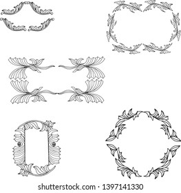 Vector set of vintage frames. Inside the frame space for text and sign, decorative elements curls, vintage decor. Use frames for any holiday and event. Each frame is grouped for easy editing - vector 