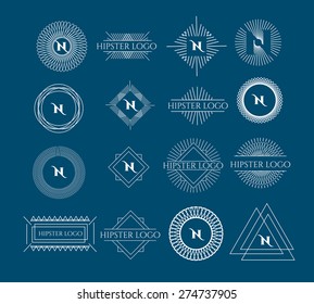 Vector set of vintage frames logos, line style for jewelry stores and concept designs