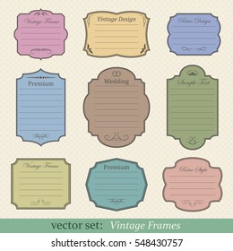 Vector set of vintage frames on retro background
