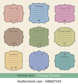 Vector set of vintage frames on retro background