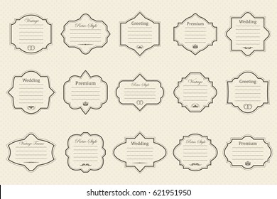 Vector set of vintage frames on retro background