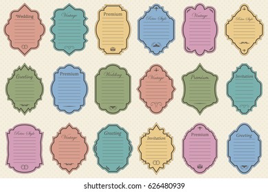 Vector set of vintage frames on retro background