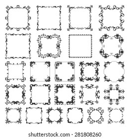 Vector set of vintage frames. Ornate page decorations isolated on white background. There are places for text.