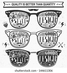 Vector set of vintage glasses.