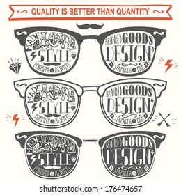 Vector set of vintage glasses.