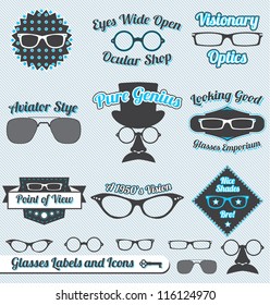 Vector Set: Vintage Glasses Labels and Icons