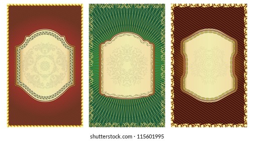 Vector set of vintage gold-framed labels.