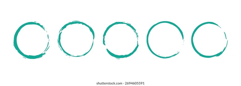 Conjunto de Vector de etiquetas redondas hechas a mano vintage aisladas sobre fondo blanco. Pincel Pegatina de forma circular Pegatina de venta de grunge de fondo