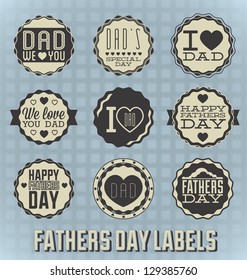 Vector Set: Vintage Happy Fathers Day Labels and Icons