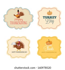 Vector Set: Vintage happy Thanksgiving Day Banners