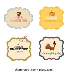 Vector Set: Vintage happy Thanksgiving Day Banners