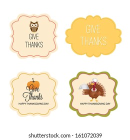 Vector Set: Vintage happy Thanksgiving Day Banners