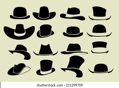 vector set of vintage hats