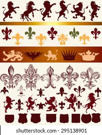 Vector set of vintage heraldic elements for design