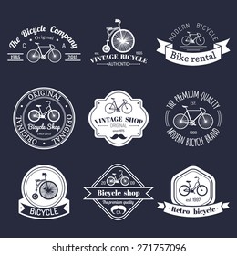 Vector set of vintage hipster bicycle logo. Modern bike badges or emblems collection.