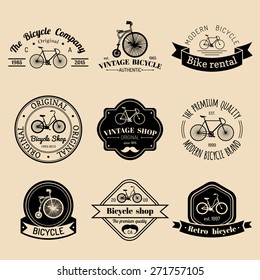 Vector set of vintage hipster bicycle logo. Modern bike badges or emblems collection.