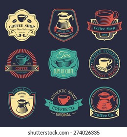 Vector set of vintage hipster coffee logos. Modern cafe shop, restaurant icons, emblems collection.